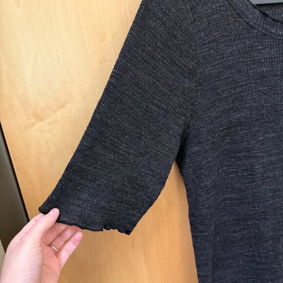 Anthropologie t.la black textured elbow sleeve tunic top women’s large - Picture 2 of 4